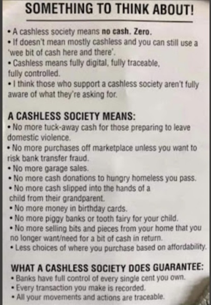 To be sick of cashless society 