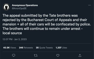 Andrew Tate has been arrested
