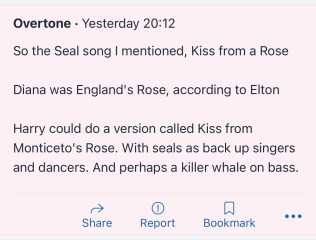 Has William's alleged affair been mentioned yet or is he saving for book 2?