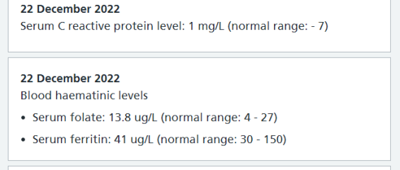 Bloods = "Satisfactory" - can anyone interpret for me?