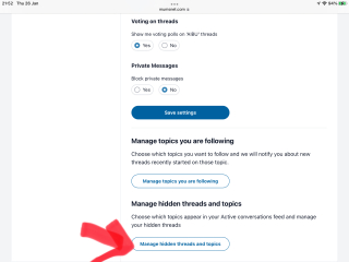 How do i unhide a thread