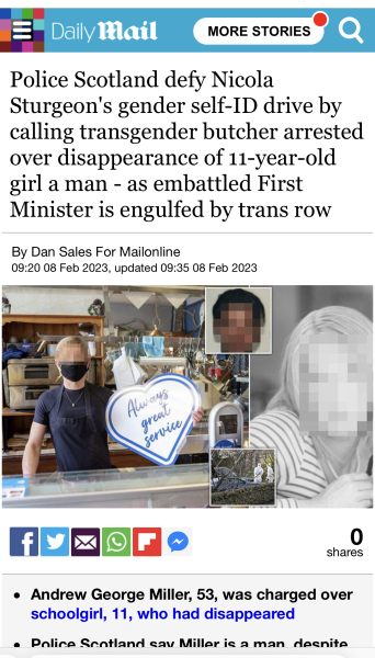 Girl abducted in Galashiels appears to have been held by transwoman
