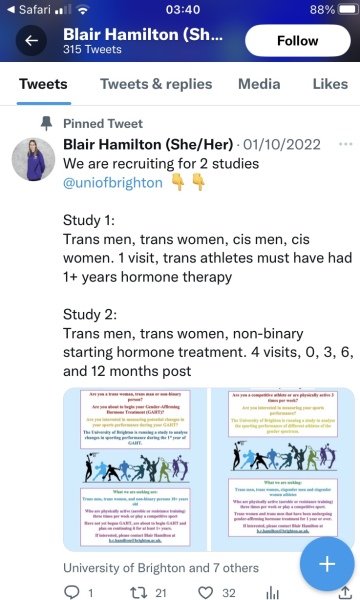 Trans athletes research - Brighton