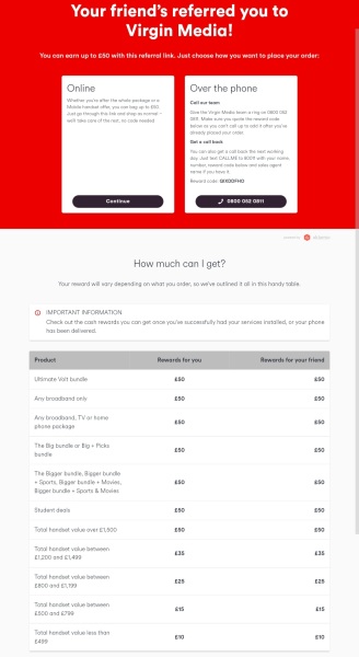 Virgin Media upto £50 free 