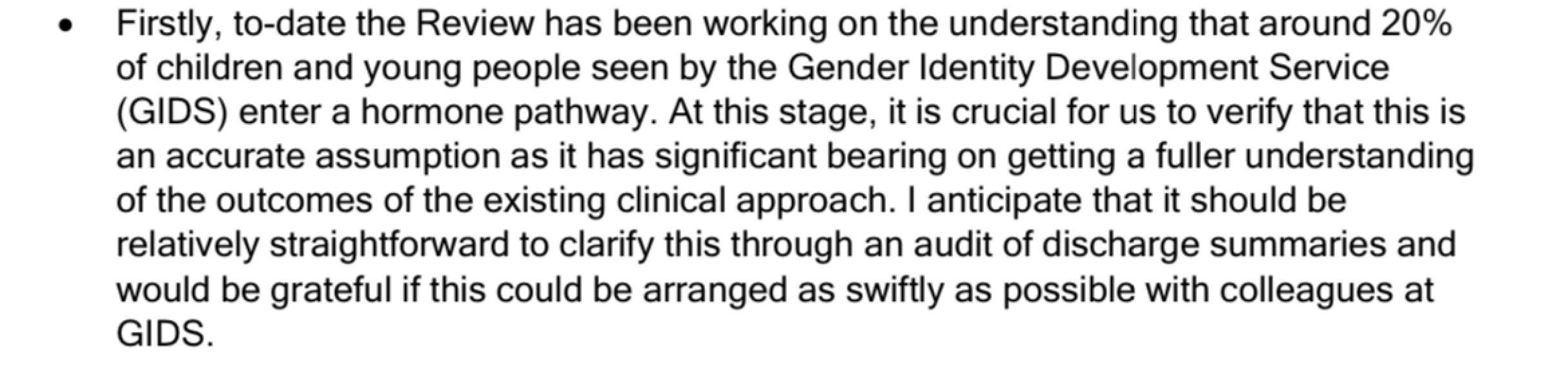 The Cass Review - Letter to NHS England January 2023 providing a progress update on the Review