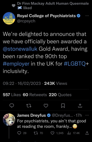 Stonewall and the Royal College of Psychiatrists