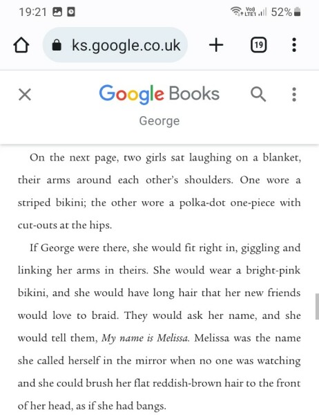 Just out of parents night - 11 years new novel is about a boy who wants to be a girl 