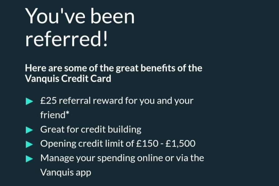 Vanquis free £25 for £1 purchase 