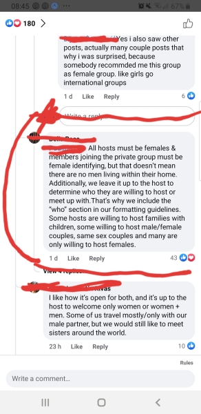 Chucked out of FB group - Host a Sister