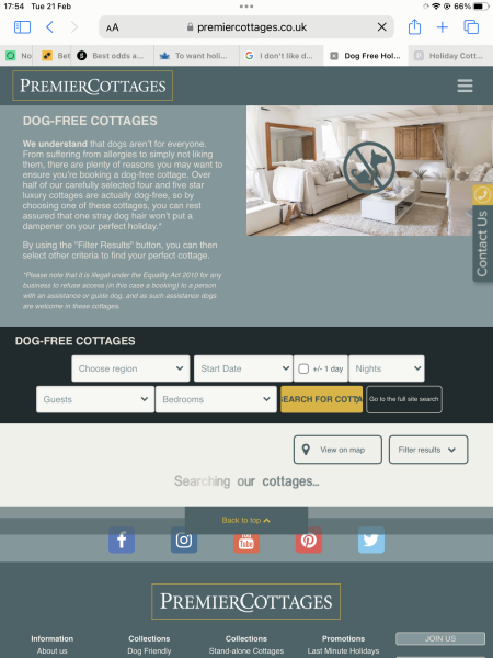 To want holiday accommodation that’s not dog friendly