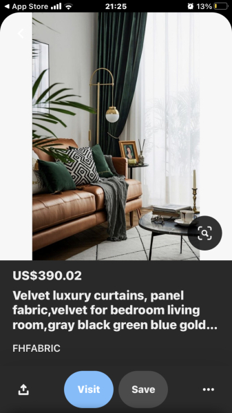 Purple carpet, green curtains, brown leather chair