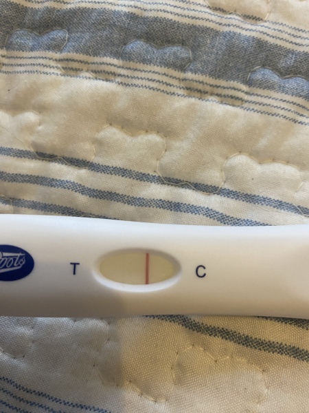 Very faint line 14 dpo