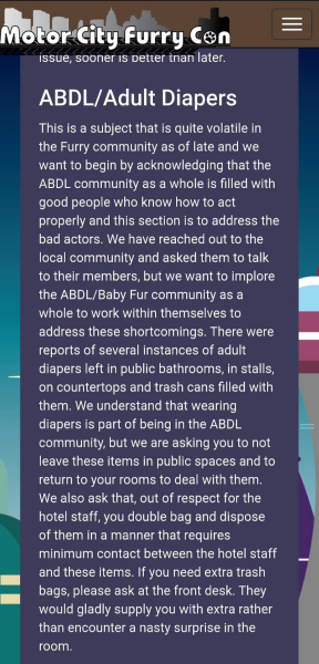 Furrie convention rules/warning