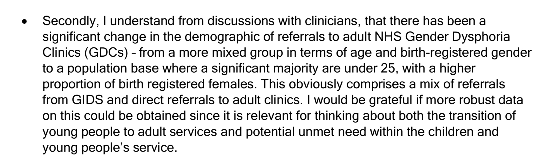 The Cass Review - Letter to NHS England January 2023 providing a progress update on the Review