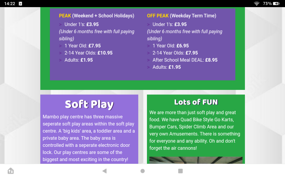 Soft play costs and charging adults 
