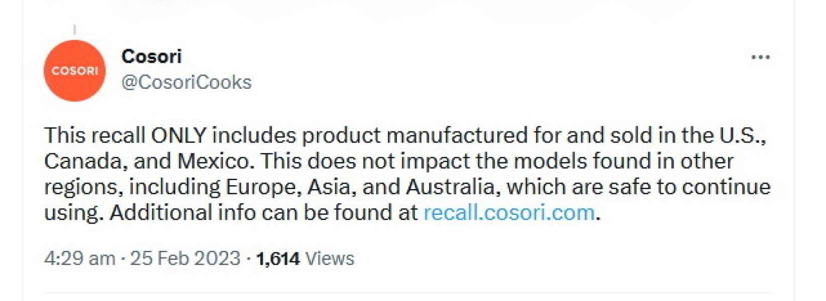 Cosori air fryers are being recalled due to fire risk