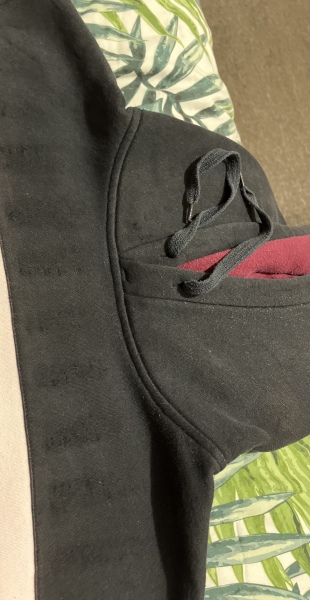 Left razor marks on a hoodie 