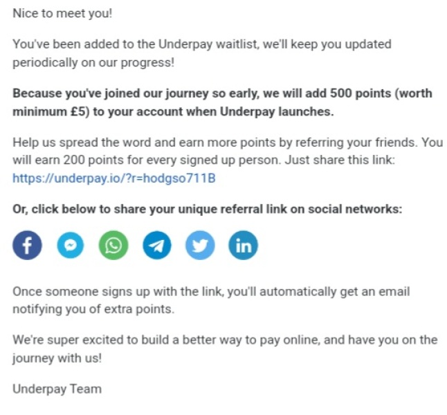 Underpay coming soon - sign up today & get £5 free 