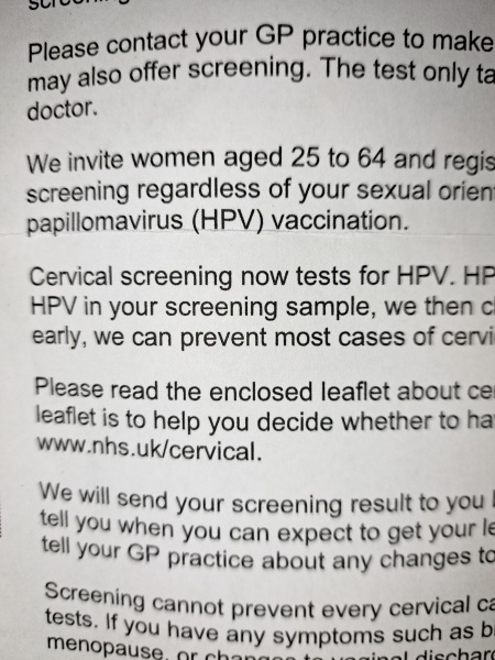 Letter stressing the importance of the word woman in NHS communications