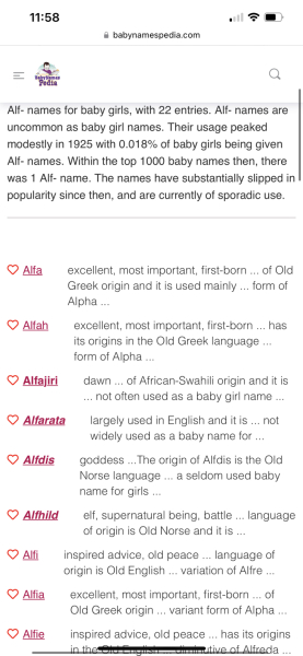 Baby name update - (Alpha)