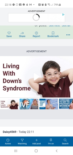 Living with Down Syndrome advert appearing in the middle of a thread for someone who is having MTOP for DS.