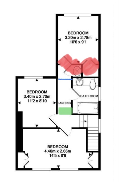 En-suite for the master or separate bathroom next door