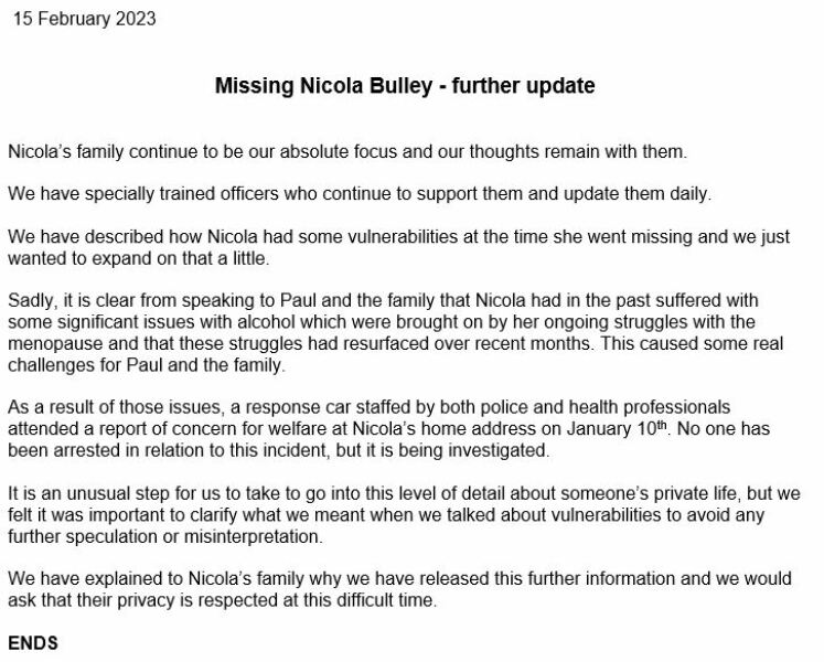 Nicola Bulley Ch 5 9pm tonight
