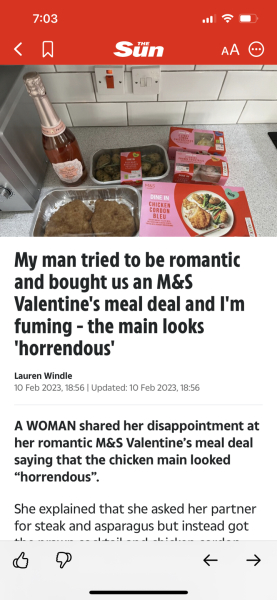 To think this ‘valentines’ m&s meal is rubbish?