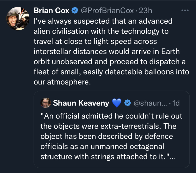 To wonder why more people aren't speculating more on the possibility of extraterrestrial beings?  