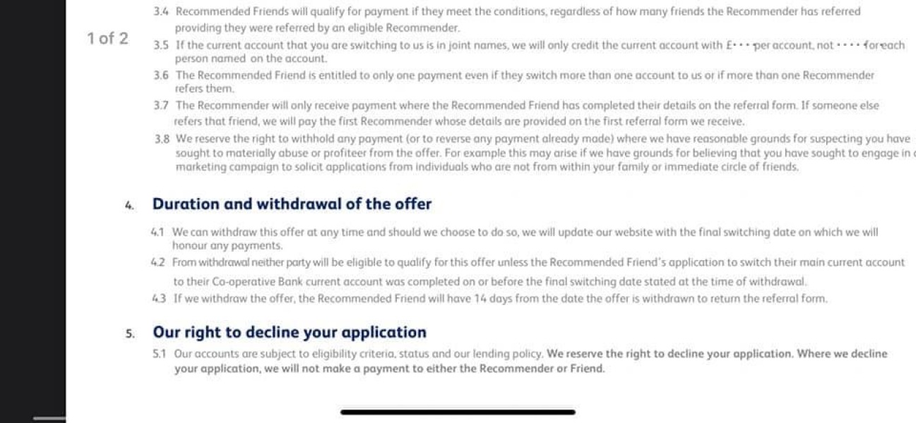 New Co-operative bank account free £125