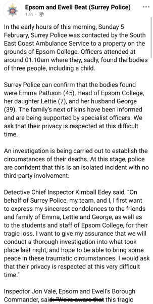 Epsom College tragedy
