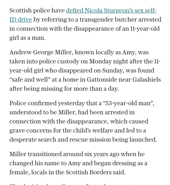 Girl abducted in Galashiels appears to have been held by transwoman
