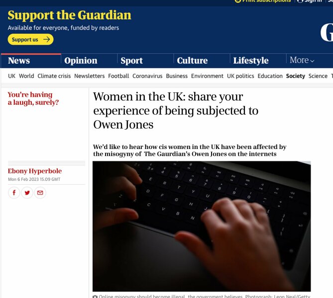 Guardian Asking For Experiences of Internet Misogyny 