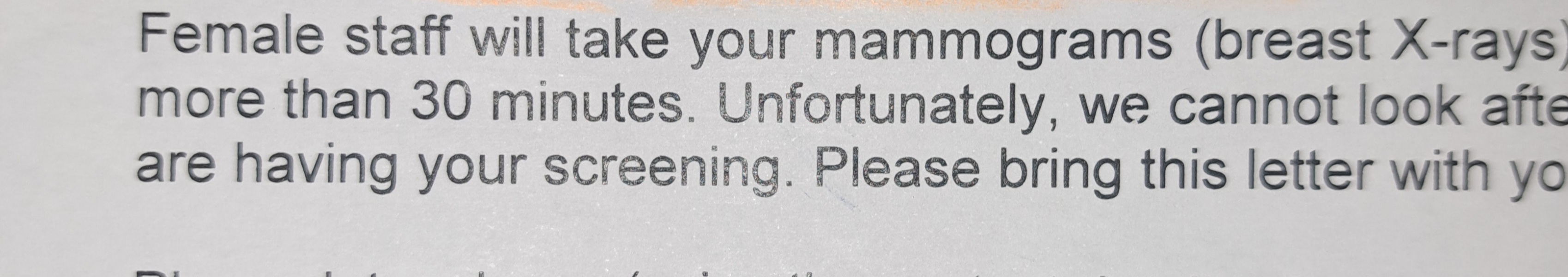 Letter stressing the importance of the word woman in NHS communications
