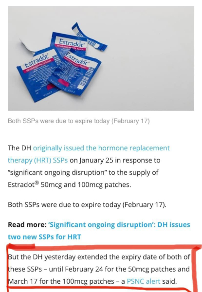 Really bad news for anyone who relies on Estradot