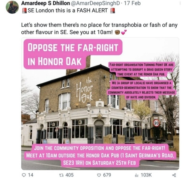 Anyone know the truth about the protests against Drag storytime at the Honor Oak Pub?
