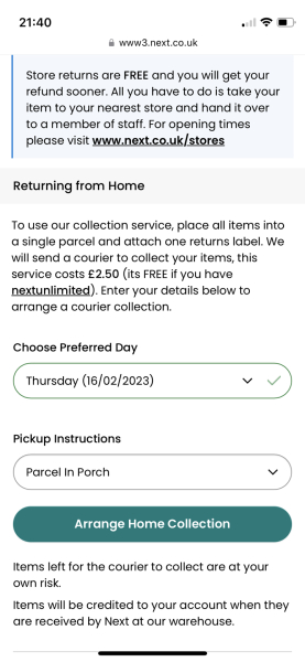 Next Unlimited now includes delivery only 