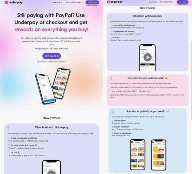 Underpay New Cashback Free £5 Join waitlist