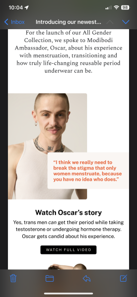 It’s another non binary person helping women to not feel bad about their periods
