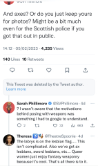 "Beth" Douglas suspended from Green Party for violent tweets.
