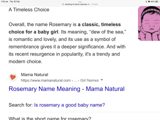 Thoughts on name Rosemary?