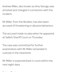 Girl abducted in Galashiels appears to have been held by transwoman
