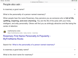 Thoughts on name Rosemary?