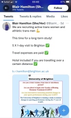 Trans athletes research - Brighton