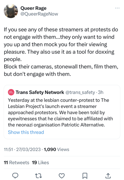 Film of protest outside the Lesbian Project meeting