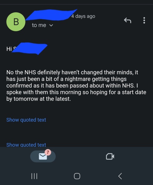 How long does it take to get an NHS start date?