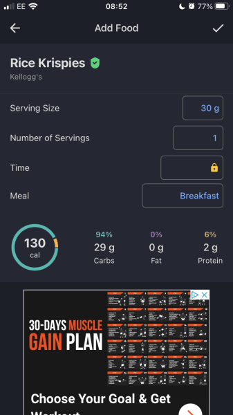 DH thinks rice crispies are a suitable breakfast
