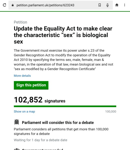 100,000 signatures on the Equality Act -  What next 
