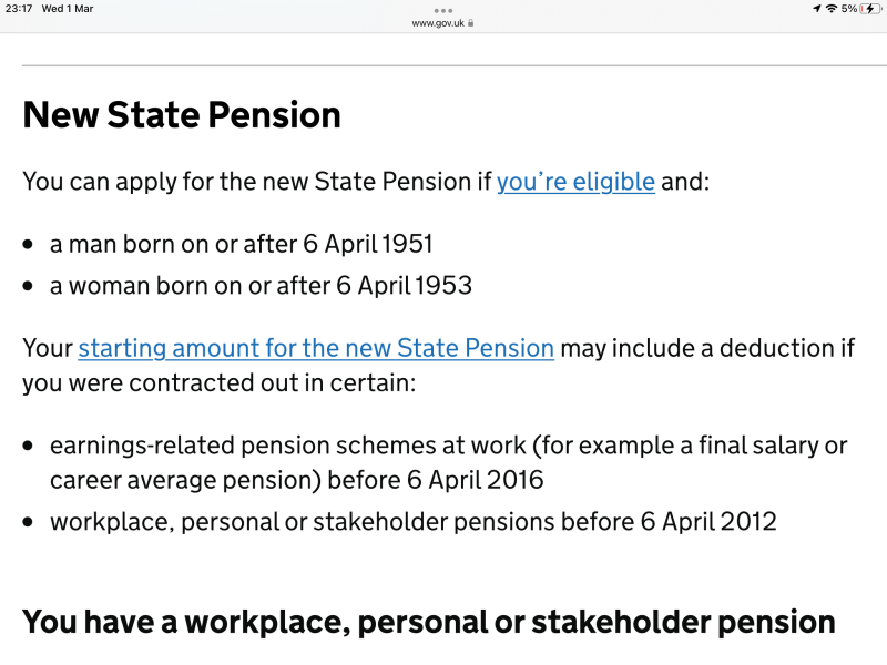 To be shocked if this is true . State pension and benefits …?