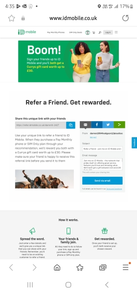 ID mobile upto £30 cashback
